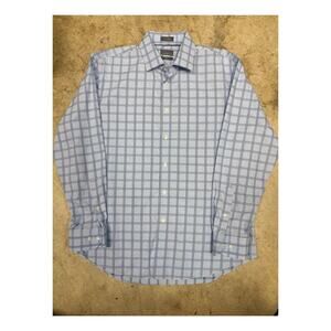 Calibrate Men’s Blue Plaid Dress Shirt – Trim Fit / Non-Iron Stretch